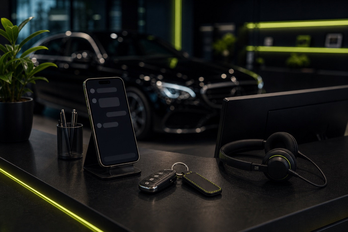 Wrapidautos customer support desk with phone and car keys